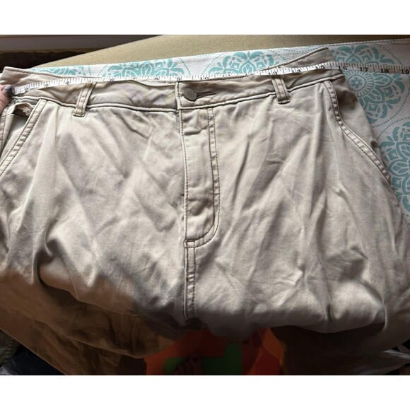 Caslon Women's Pants Khaki Cotton High Rise Wide Leg Crop Trouser Size 31 - Picture 7 of 8